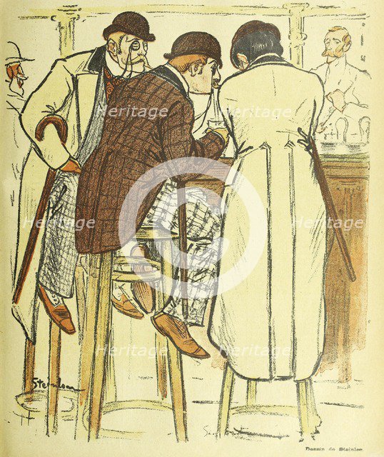 At the Bar, from Gil Blas Illustre, pub. 1899 (colour lithograph), 1899. Creator: Theophile Alexandre Steinlen (1859 - 1923).