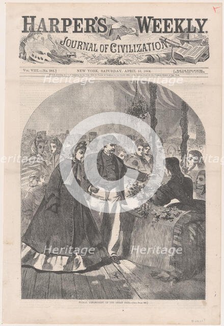 Floral Department of the Great Fair (Harper's Weekly, Vol. VIII), April 16, 1864. Creator: Unknown.
