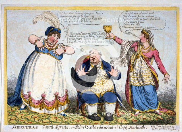 Bravuras.  Rival Syrens or John Bull's rehearsal of Capt. Macheath, 1807.