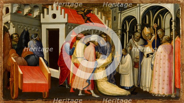 Saint Hugh of Lincoln Exorcises a Man Possessed by the Devil, 1404-1407. Artist: Starnina, Gherardo (c. 1364-1413)