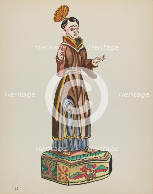 Plate 37: Saint Anthony: From Portfolio "Spanish Colonial Designs of New Mexico", 1935/1942. Creator: Unknown.