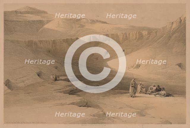 Egypt and Nubia: Volume II - No. 34, Entrance to the Tombs of the Kings of Thebes…, 1838. Creator: Louis Haghe (British, 1806-1885).