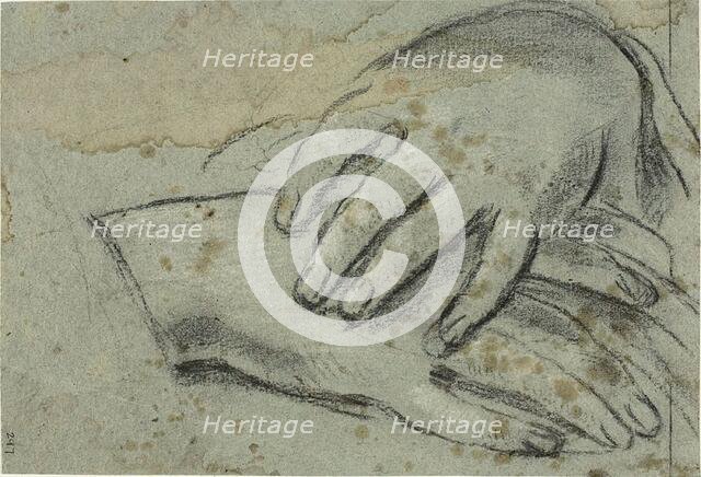 Crossed Hands (recto); Right Foot, Partially Covered by Drapery (verso), 1625/29 (r); c1620 (v). Creator: Jacopo Cavedone.