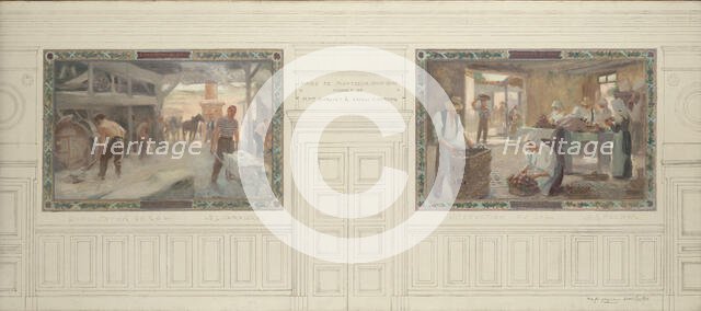 Esquisse pour la salle des mariages de la mairie de Montreuil-sous-Bois: Exploitation du..., 1892. Creators: Auguste-François-Marie Gorguet, Ernest de Bonnencontre.