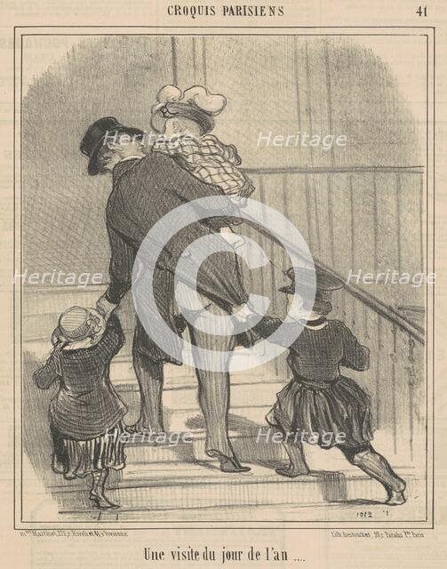 Une visite du jour de l'an, 19th century. Creator: Honore Daumier.