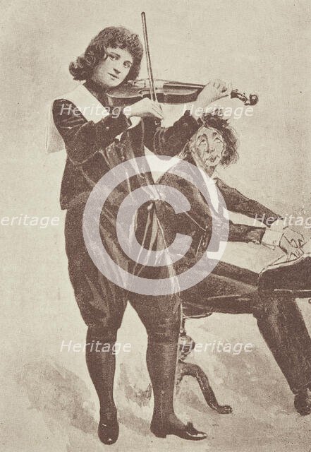 Musicians in "The Little Genius" at the Avenue Theatre, 1896. Creator: Unknown.