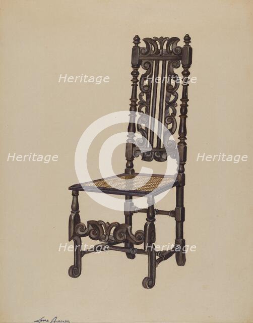 High Back Side Chair, 1937. Creator: Louis Annino.