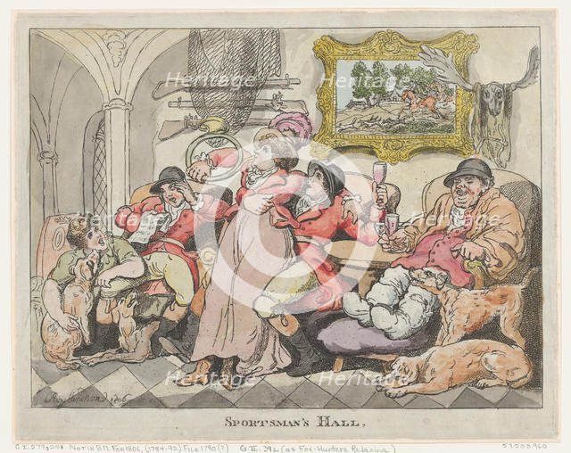 Sportsman's Hall, or Fox-Hunters Relaxing, 1806., 1806. Creator: Thomas Rowlandson.