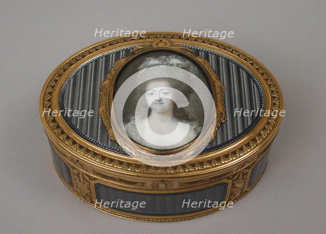Snuffbox with portrait of a woman, 1773-74, miniature ca. 1778-80. Creator: Joseph Etienne Blerzy.