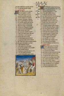 The Personification of Nature Making Birds, Animals, and People; Roman de la Rose, about 1405. Creator: Unknown.