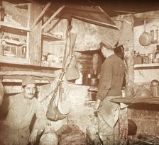 French soldiers in captured German officers' kitchen, c1914-c1918. Artist: Unknown.