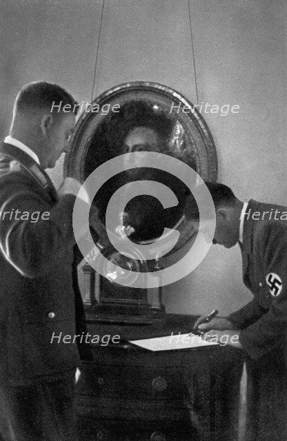 Adolf Hitler and Viktor Lutze, 1936. Artist: Unknown