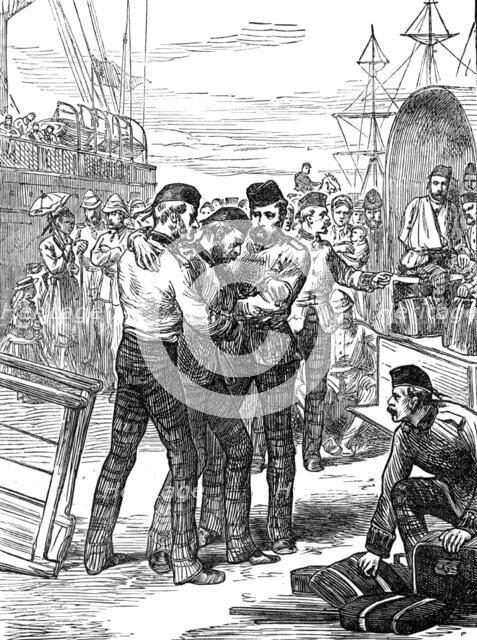 Return of troops from the Ashantee War: landing of the sick and wounded, 1874. Creator: Unknown.