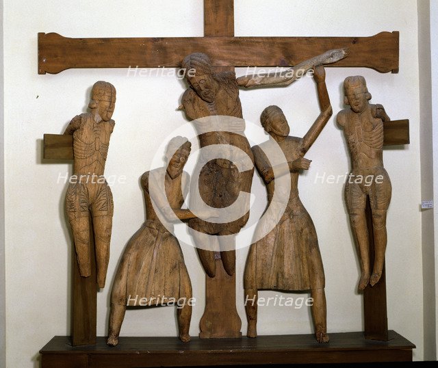  'Descent of Erill-la-Vall', polychromed sculpture, in the image there are five of the seven char…