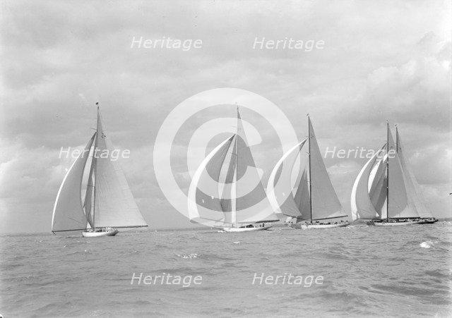 The Big Five J Class yachts racing downwind, 1934. Creator: Kirk & Sons of Cowes.