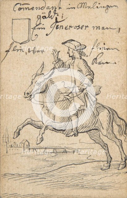 Shield Knave: A Horseman, 1712 or later.  Creator: Johannes Brandenberg.