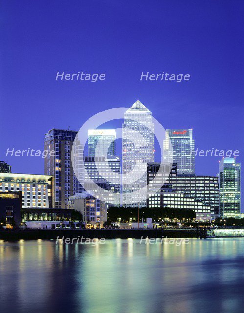 Canary Wharf at night, c1990-2010. Artist: Unknown.