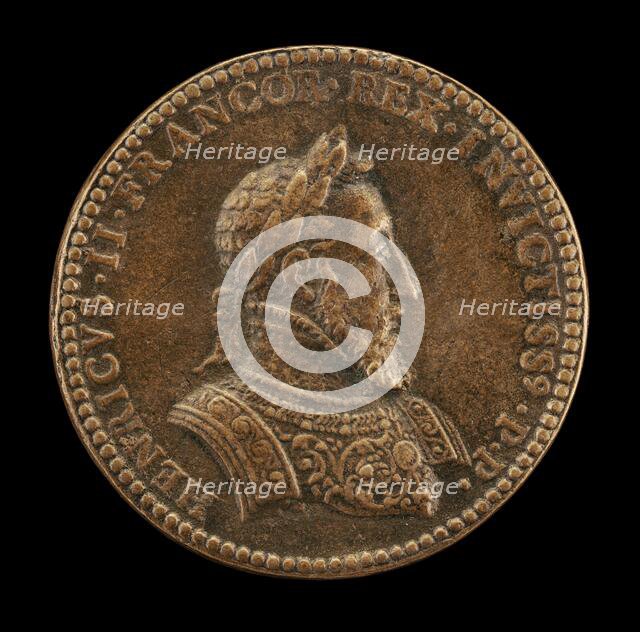 Henri II, 1519-1559, King of France 1547 [obverse]. Creator: Etienne Delaune.