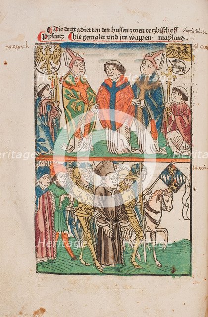 Jan Hus delivered over to the secular power (Illustration from the Richental's illustrated chronicle