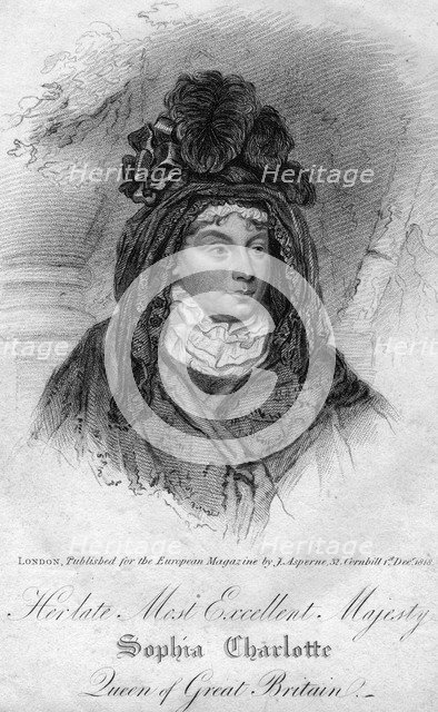 Queen Charlotte, queen consort of George III of the United Kingdom, 1818. Artist: Unknown