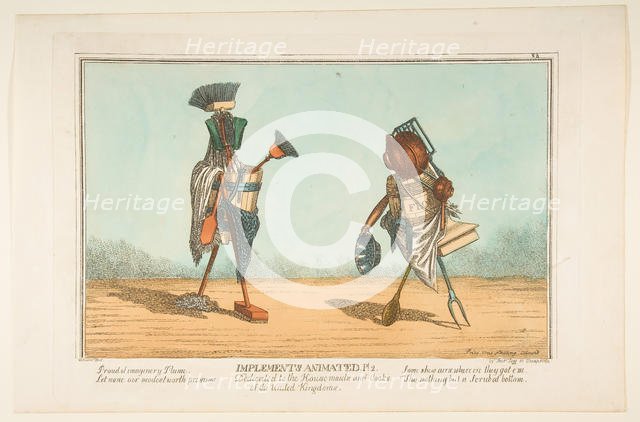 Implements Animated, Pl. 2, Dedicated to the Housemaids and Cooks of the United Kingdoms, ca. 1811. Creator: Unknown.