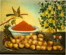 Still Life: Fruit, Bird, and Dwarf Pear Tree, 1856. Creator: Charles V. Bond.