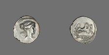 Denarius (Coin) Depicting the Goddess Victory, 46 BCE. Creator: Unknown.