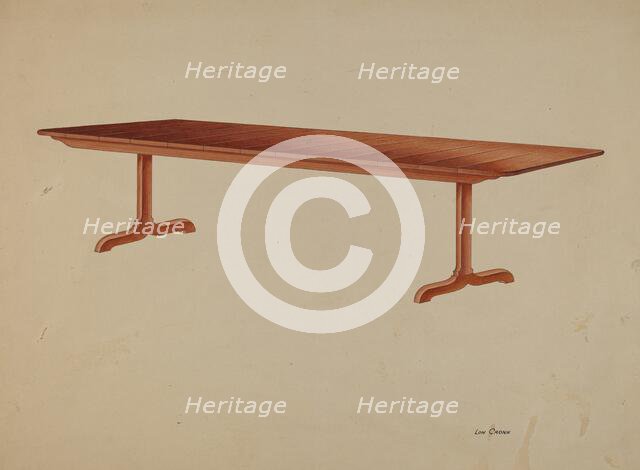 Shaker Refectory Table, c. 1939. Creator: Lon Cronk.