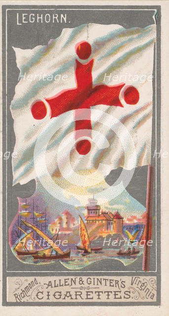 Leghorn, from the City Flags series (N6) for Allen & Ginter Cigarettes Brands, 1887. Creator: Allen & Ginter.