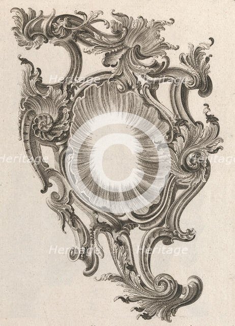 Design for a Cartouche, Plate 4 from 'Allerneueste Façon einiger Schild ode..., Printed ca. 1750-56. Creator: Andreas Hofer.
