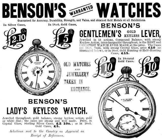 Advertisement for Benson's Watches, 1895. Creator: Unknown.