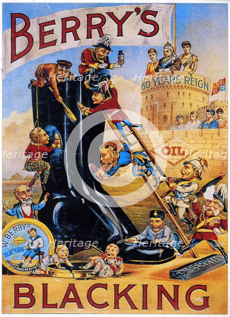 Advertisement for Berry's boot polish, 1887. Artist: Unknown