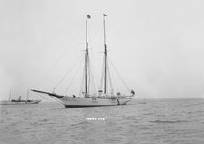 The schooner 'Moonstone', at anchor. Creator: Kirk & Sons of Cowes.