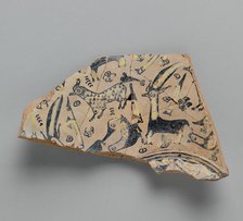 Buff Ware Fragment with Animal Decoration, Iran, 9th century. Creator: Unknown.