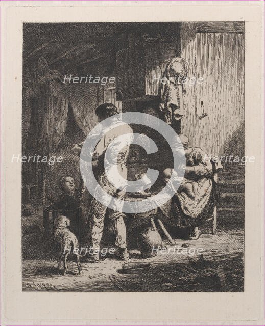 The Meal, 1864. Creator: Charles Emile Jacque.