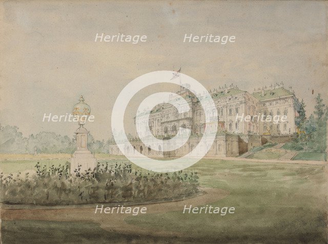 View of the Constantine Palace in Strelna near St. Petersburg, 1856.