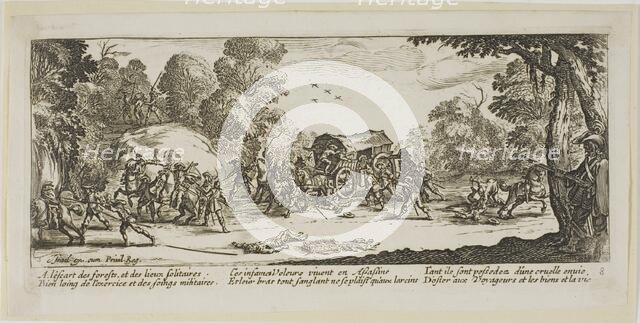 Attack on a Coach, plate eight from The Large Miseries of War, n.d. Creator: Gerard van Schagen.