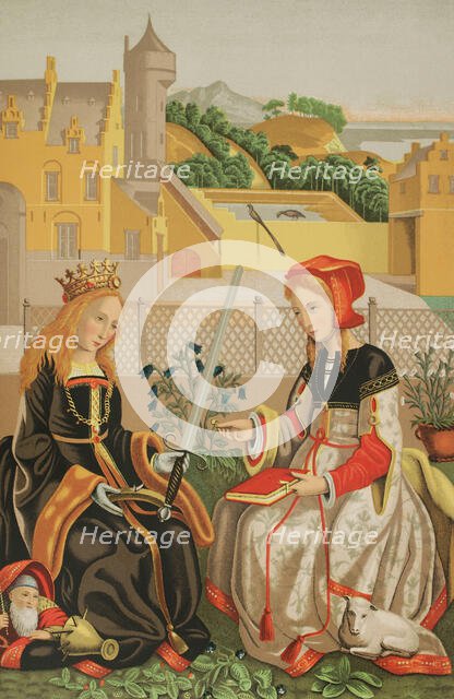 Saint Catherine of Alexandria and Saint Agnes of Rome, 1877. Creator: Franz Kellerhoven.