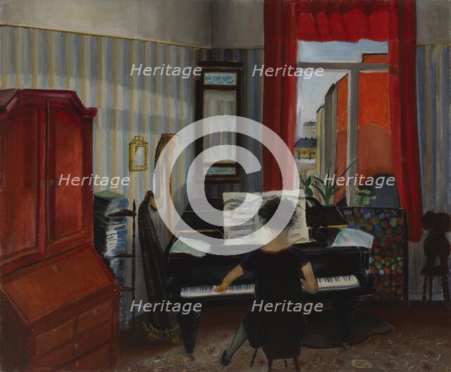 Interior, Woman Playing the Piano, 1931. Creator: Sulho Sipila.