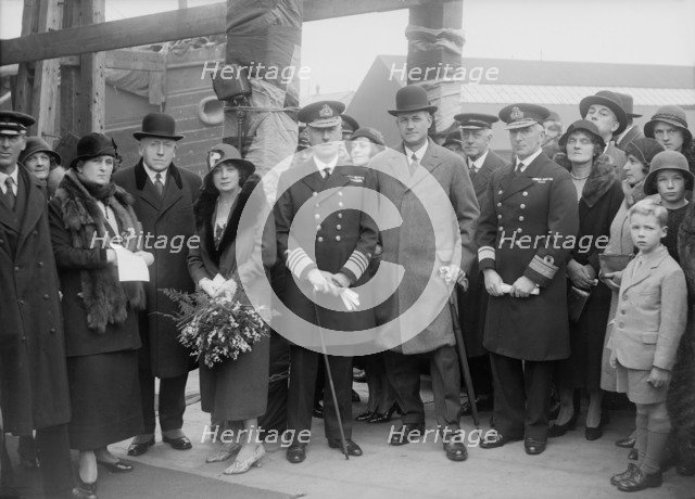 Group portrait with naval officers, c1935. Creator: Kirk & Sons of Cowes.
