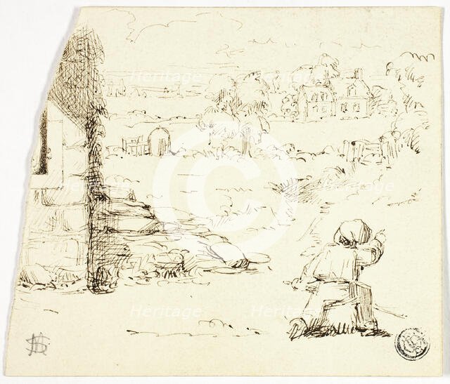Landscape with Boy in Foreground, n.d. Creator: Marcus Stone.