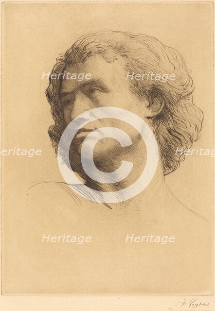 Head of a Man (Tete d'homme), 1877. Creator: Alphonse Legros.