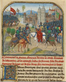 The Battle Between Arnault de Lorraine and His Wife Lydia, written 1463-1465; illuminated 1467-1472. Creators: Loyset Liedet, Pol Fruit.