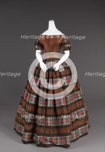 Evening dress, American, 1850-55. Creator: Unknown.