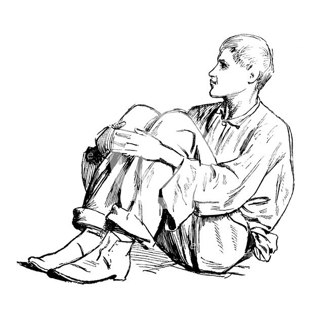 Study of a seated man, 1895. Artist: Unknown