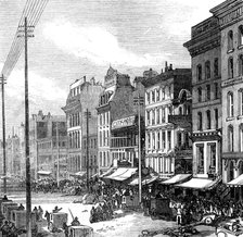 The Great Fire at Chicago: Clark-Street North, 1871. Creator: Unknown.