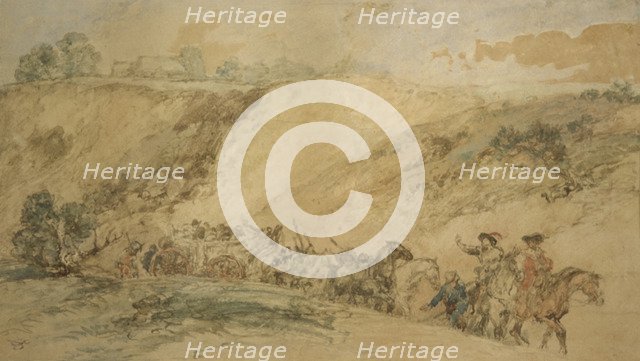 'Army Waggons in a Ravine', c1837-1897.                                        Artist: Sir John Gilbert