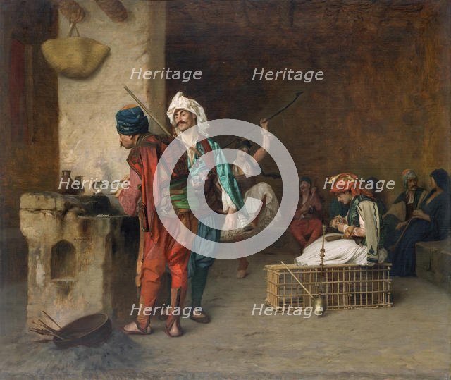 Cafe House, Cairo (Casting Bullets), 1884 or earlier. Creator: Jean-Leon Gerome.