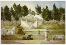 Garden at Clifton Hall, July 1845. Creator: Elizabeth Murray.