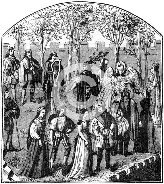 A dance in a garden, c13th-15th century (1882-1884). Artist: Unknown